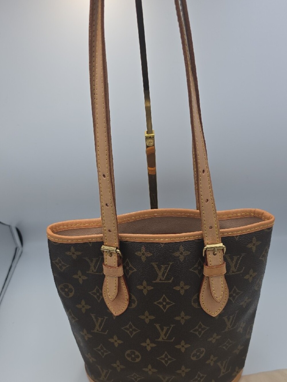 Louis Vuitton Brown Signiture Mono Canvas Petite Shoulder Bucket Bag (EUC)COA✨️ - Picture 4 of 16